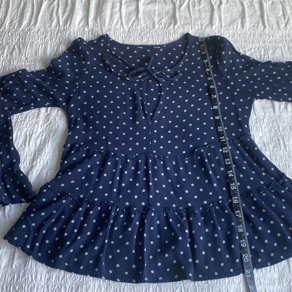 Lucky 🍀 Brand long sleeved blouse in baby doll style.Navy with white dots. XS - Picture 9 of 11